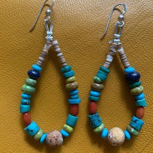 Multi colored bead earrings on french hook earring